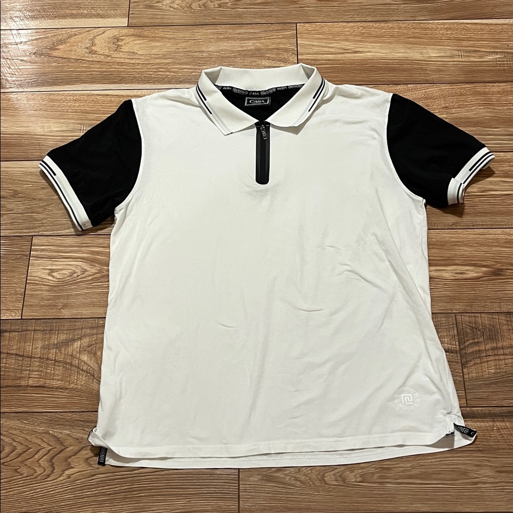 Casa Moda Couture White Polo with Black Accents
